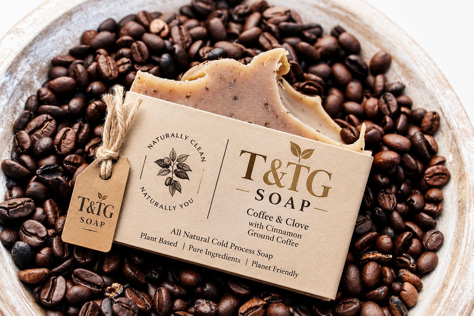 T&TG Coffee & Clove Soap — with Cinnamon Ground Coffee